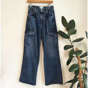 Agolde Women Minka Wide Leg Cargo Jeans Size 25 Utility Baggy Dark Wash Y2K Gorp